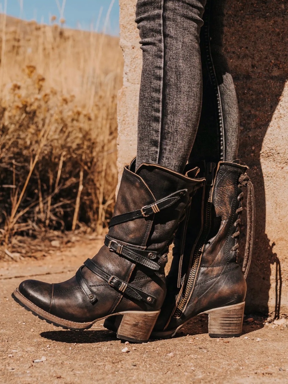 Women's Black Fold-Over Lace-Up Combat Boots